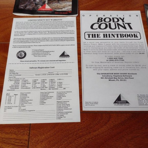 Vintage Capstone Operation Body Count IBM CD ROM Game Untested - Picture 4 of 7